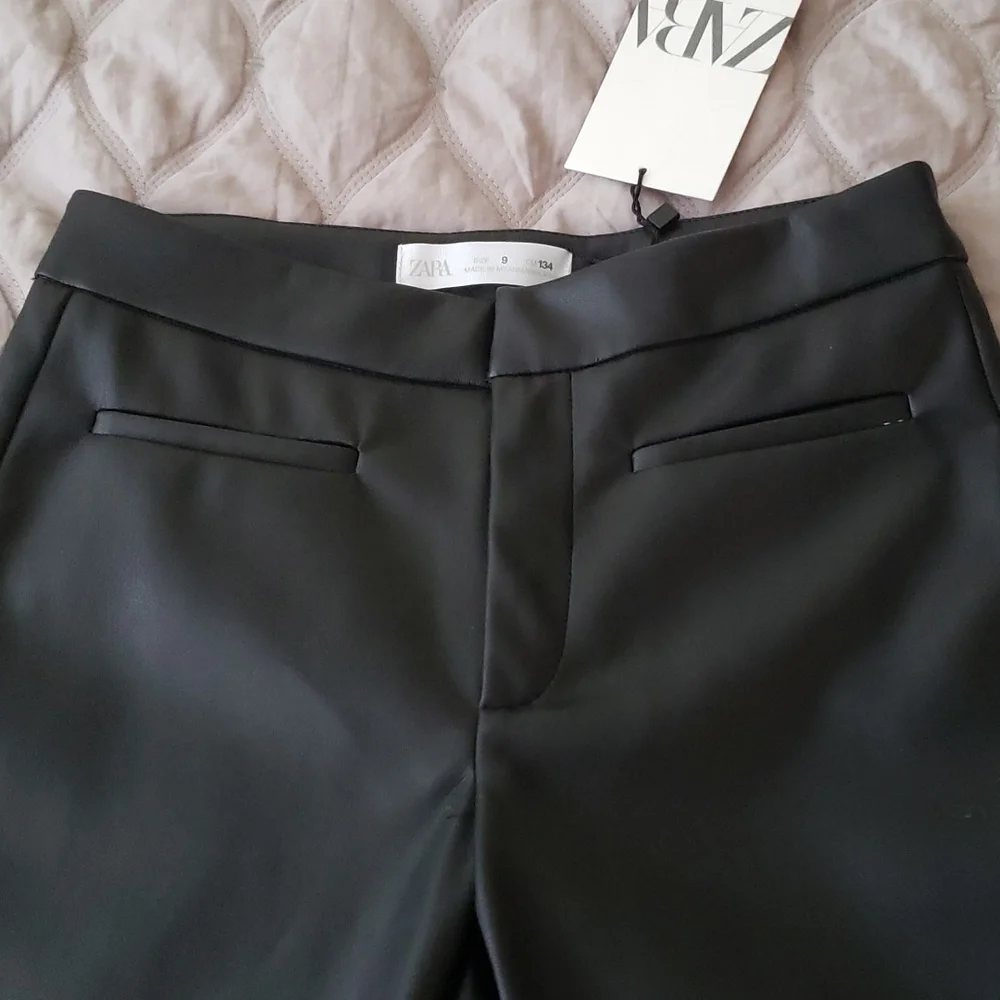ZARA FAUX LEATHER PANTS BLACK